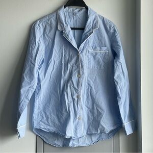 GAPBODY Poplin Light Blue with White Piping Button-Up PJ Long Sleeve Shirt